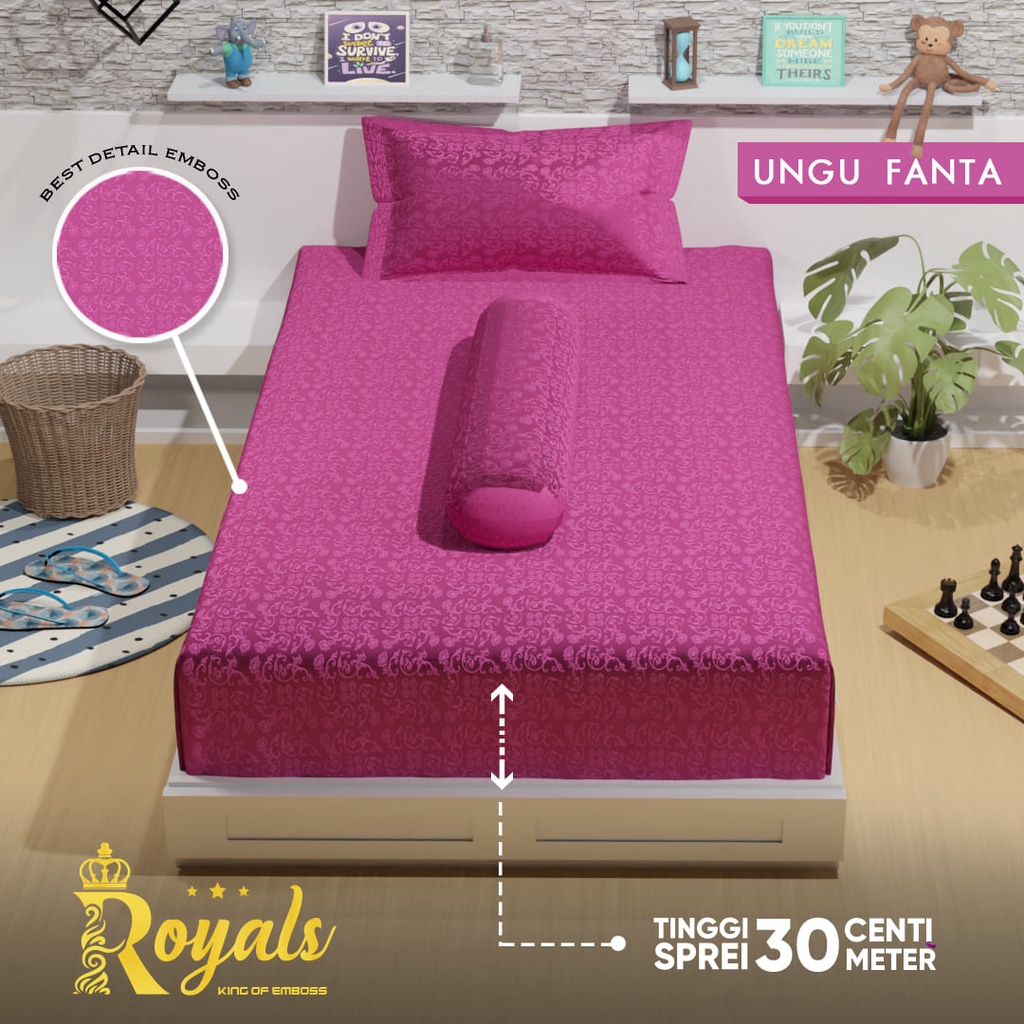 Royals Sprei Jacquard Emboss Uk 100/120 - Ungu Fanta