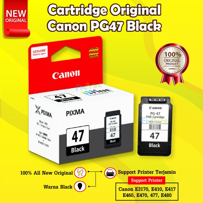 Cartridge Tinta Canon PG47 PG 47 Black Printer E417 E460 E470 477 E480