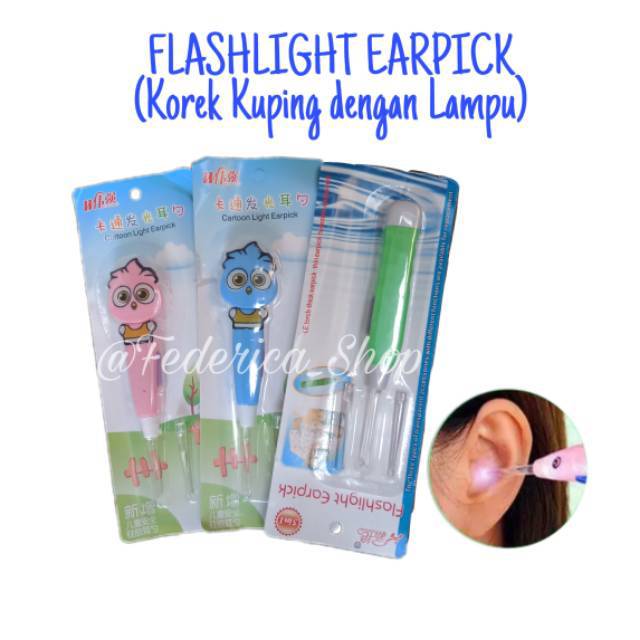 FLASHLIGHT EARPICK / KOREK KUPING LAMPU LED KARAKTER / Pembersih Telinga