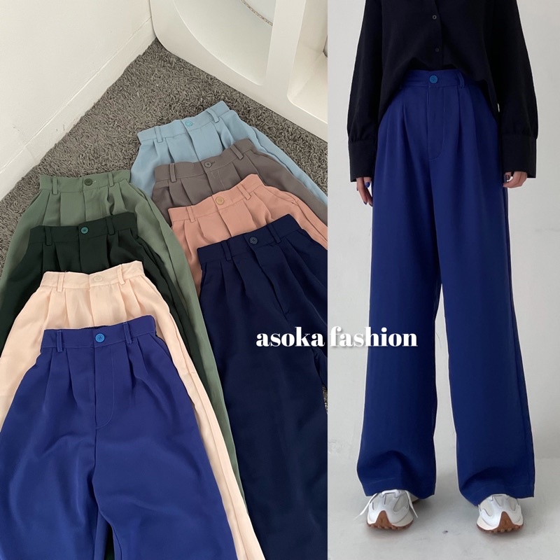 ASOKA Meira Pants 998 (PART 1) Loose Pants Kancing - Celana Kulot Wanita - Celana Kantor Formal/Casual - Trousers Wanita