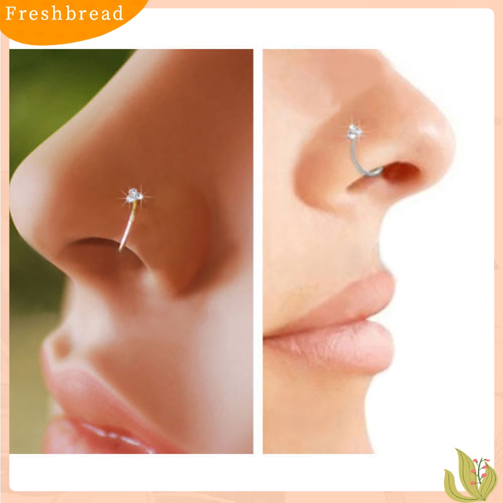 ? Fresh ? 1Pc Anting Tindik Hidung Bahan surgical Steel Aksen Berlian Imitasi untuk Hadiah Wanita