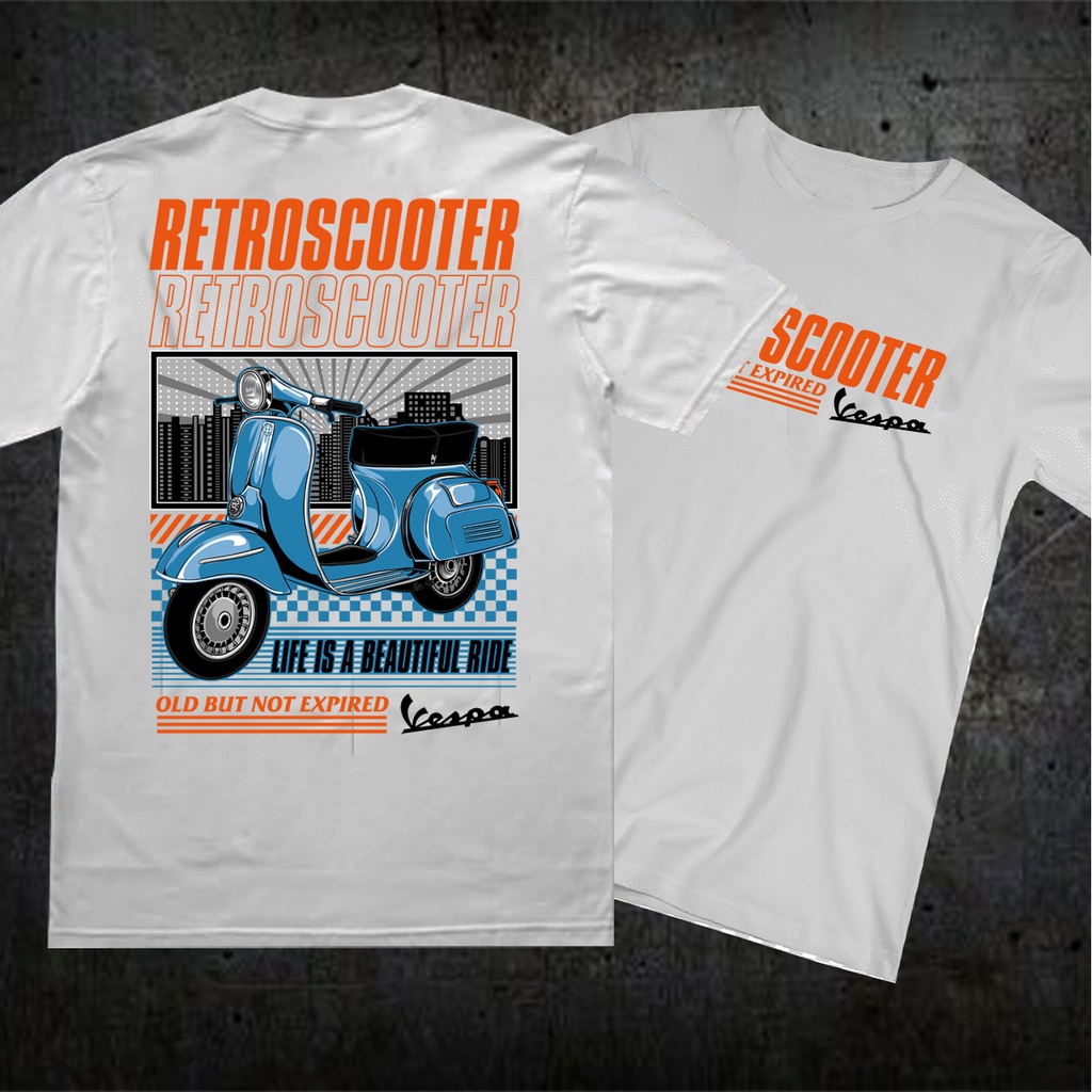 Kaos vespa / baju vespa / kaos sunmori / kaos motor / kaos otomotif / putih 2