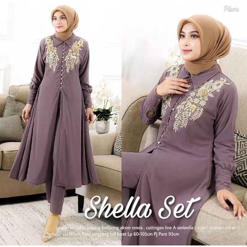 Fashion MUSLIM, baju wanita, baju stelan wanita, setelan, stelan, Baju stelan, fashion wanita, one set. Shella Set