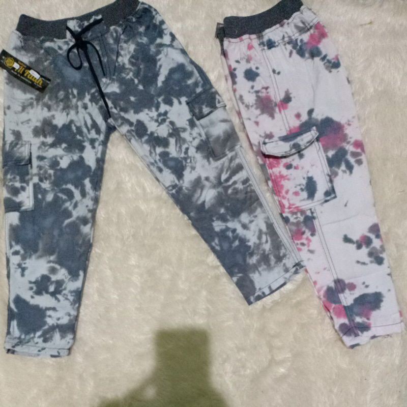 CELANA CARGO RIP JEAS WASH TIE DYE ANAK:CEWEK//COWOK:5--6 THN