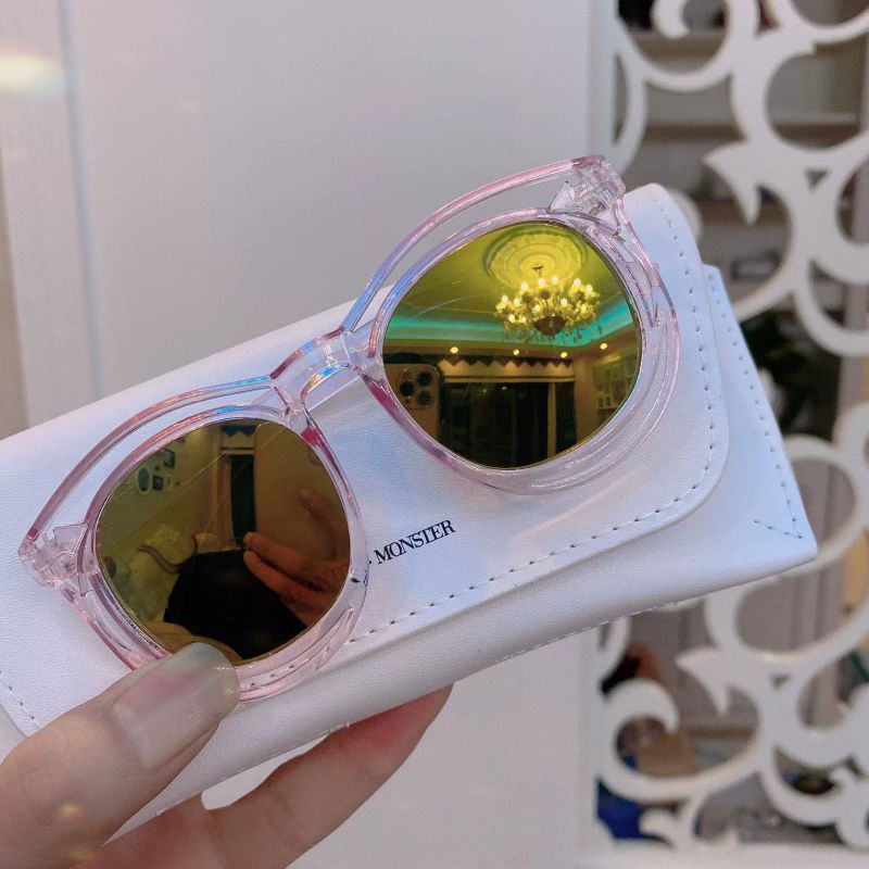 (KM 35) Kacamata Anak Transparan Model Korea Laki Laki Perempuan Korean Style-Pink/gold