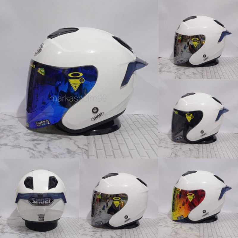 HELM DYR KYOTO PUTIH PAKET GANTENG VARIASI VISOR VENOM DAN SPOILER CLONE SHOEI PAKET GANTENG toko he
