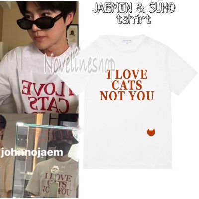 [COD] KAOS kpop suho & jaemin I love you cats not you ( TULISAN. MERAH) KAOS ATASAN WANITA & PRIA BA