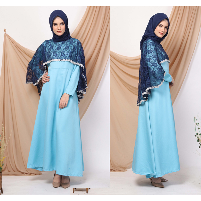 GAMIS PESTA THIARA / GAMIS PESTA CAPE - Biru Muda