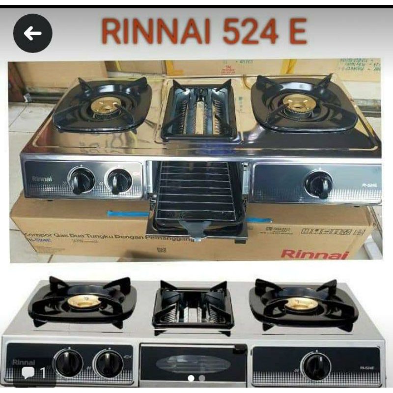 Rinnai Kompor Gas RI-524E Kompor Gas 2 Tungku + 1 Tungku Grill Pan