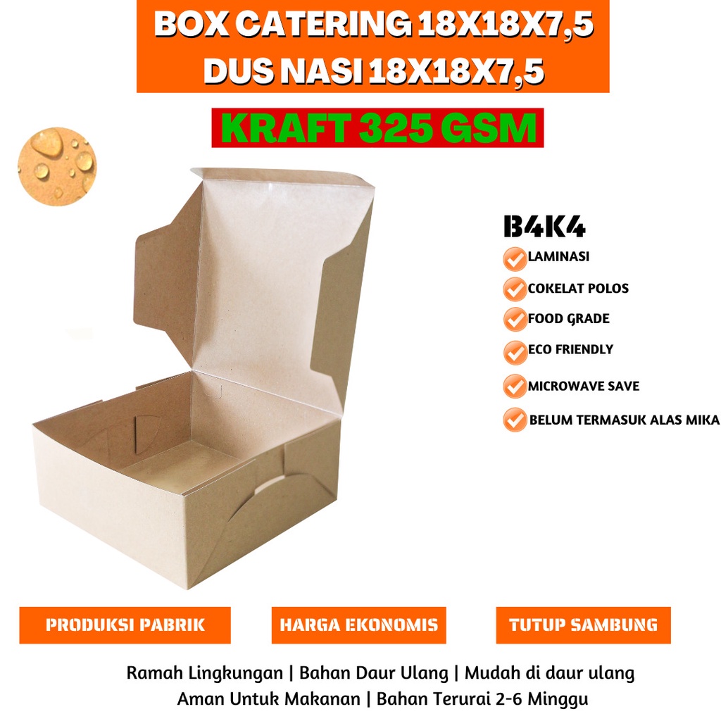 Box Nasi Kotak Box Catering Dus 18x18 Laminasi (B4K4-18X18X7.5 Cm)