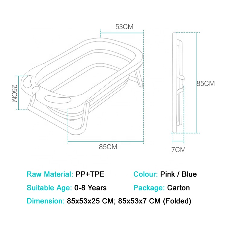 Bak Bayi Bak Mandi Lipat Baby Bathtub Bak Mandi Anak dan Balita Portable Ukuran 82x50 cm