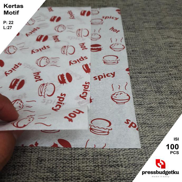 

PERALATAN BAKING KERTAS NASI KFC CETAK MOTIF / KERTAS MINYAK PRINTING / 22X27CM ISI 100 PERLENGKAPAN
