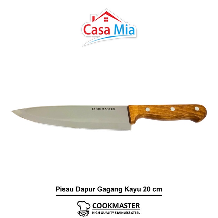 PISAU SET Pisau Dapur Gagang Kayu 20cm / Cookmaster / Casa Mia / QT727010V (L6N9) Pisau dapur set Pi