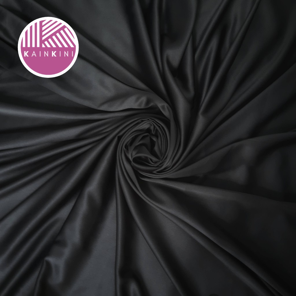 (½ Meter) Kain Satin Velvet Premium Grade A Kilap Doff Kainkini -  Hitam Black ( Bahan Kebaya Hijab Gamis Seragam Bridesmaid Background Backdrop )