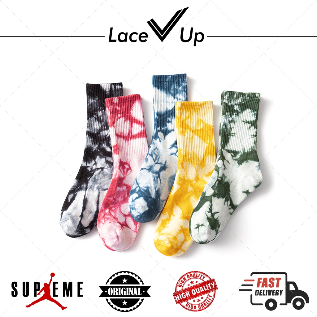 Kaos Kaki Tie Dye Socks | Handmade Tie-Dye Crew Socks