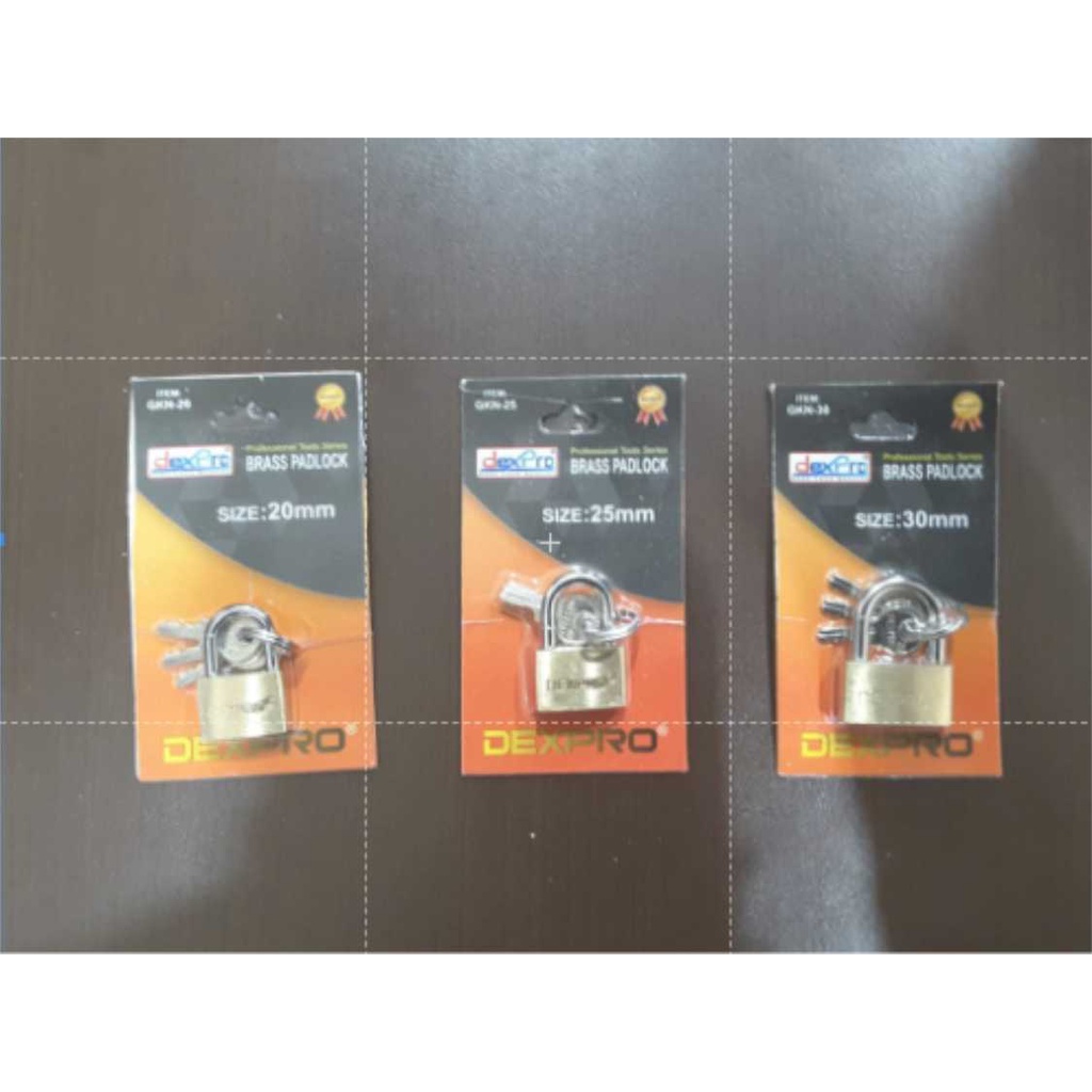 Gembok Kuning Kecil Koper Laci Lemari Tas - 20/25/30mm - Dexpro