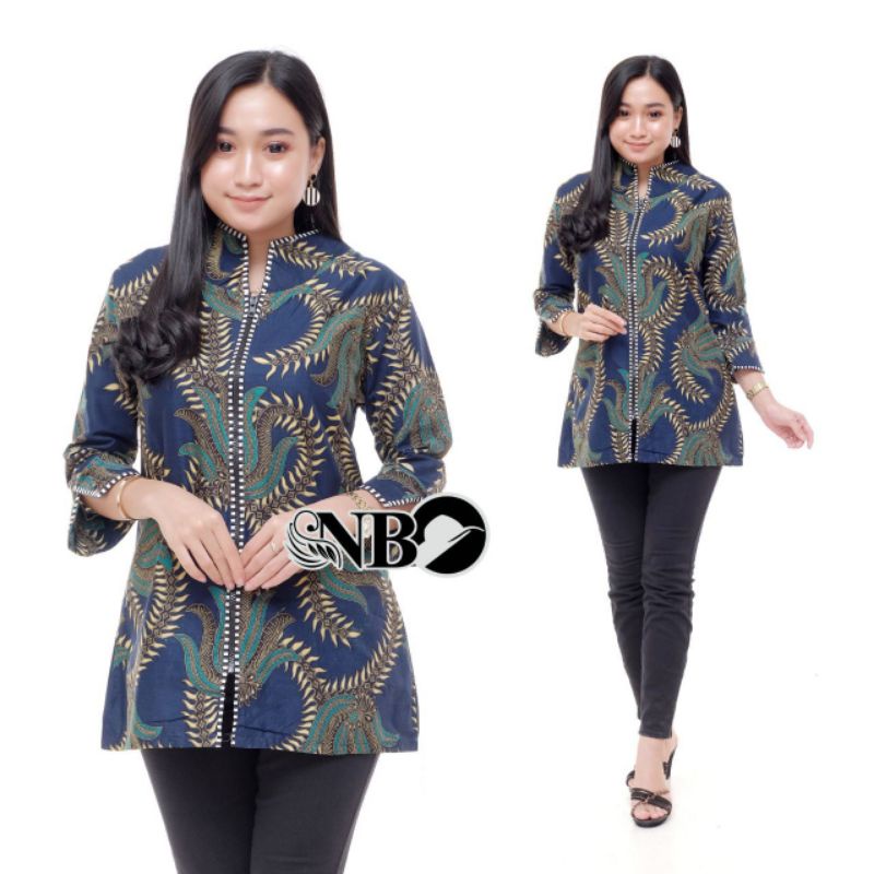 ATASAN BATIK WANITA MODERN ASJ SA HRB026 MONALISA GENES BLOUSE-No8