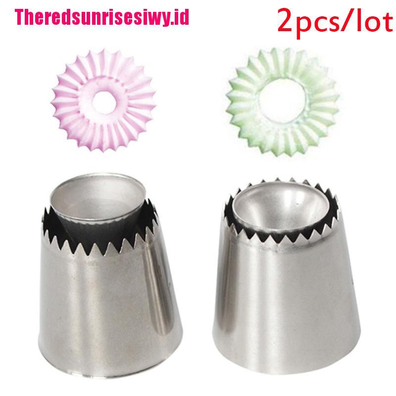 2pcs / set Alat Nozzle Icing Piping Gaya Rusia Untuk Biskuit Cookie Ice Cream Pastry