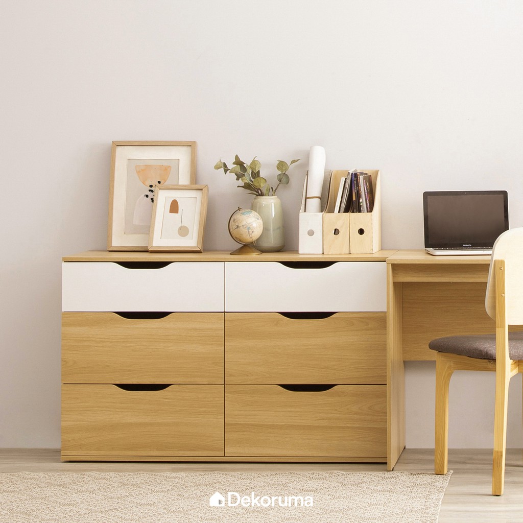 Dekoruma Sano Lemari Laci Susun 6 Laci Baju Lemari Kayu Minimalis Olahan (Chest of Drawer Cabinet)