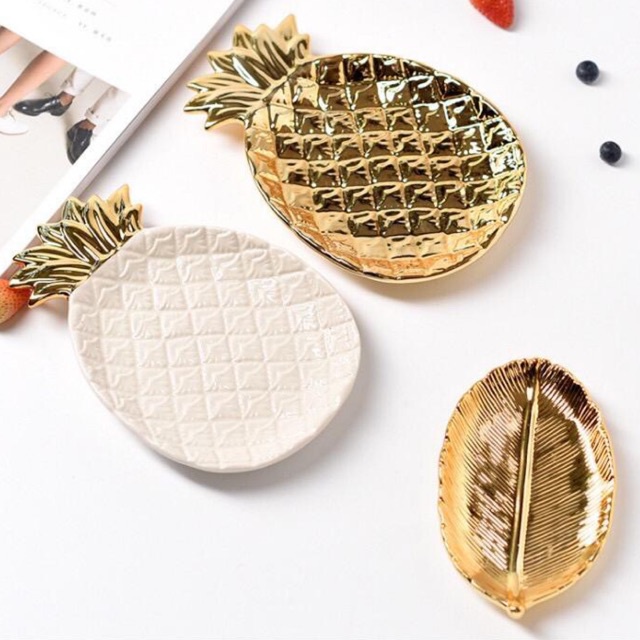 LYS#1TN Tray Nenas / Tray Keramik / Tray Nordic / Tray Gold / Tray Pajangan Tray Kosmetik Tray Gold