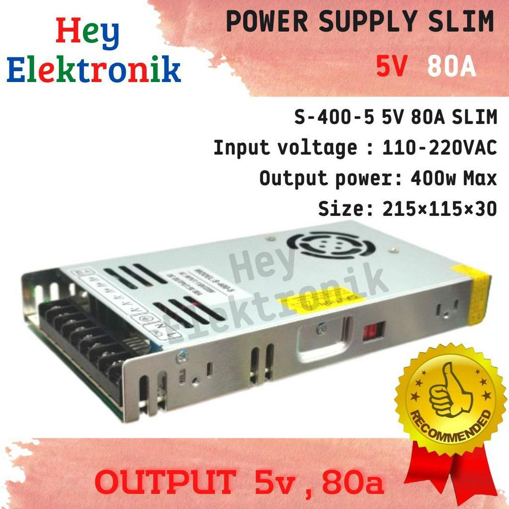 POWER SUPPLY RUNNING TEXT SLIM ADAPTOR TRAVO 5V 80A