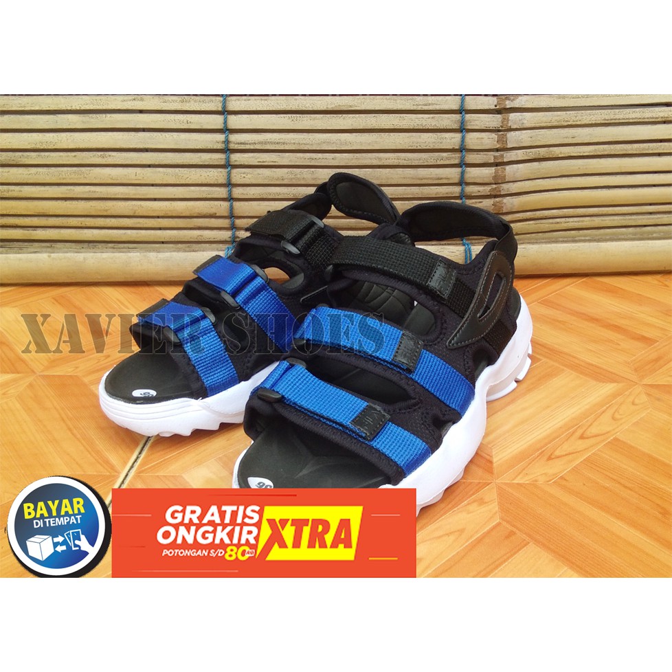 Sepatu Sandal Wanita Fila Korea Flip Flop Outdor Santai Gunung Cewek Hitam Biru