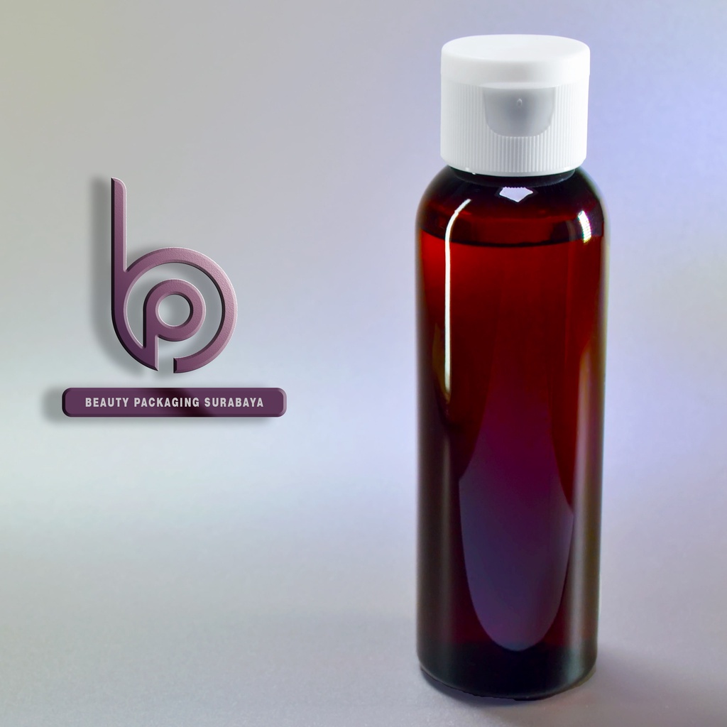 Botol plastik PET 100ml BR coklat amber tutup fliptop