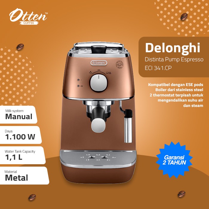 Delonghi Distinta Pump Espresso ECI 341.CP - Mesin Kopi Manual/ Semi Otomatis-0