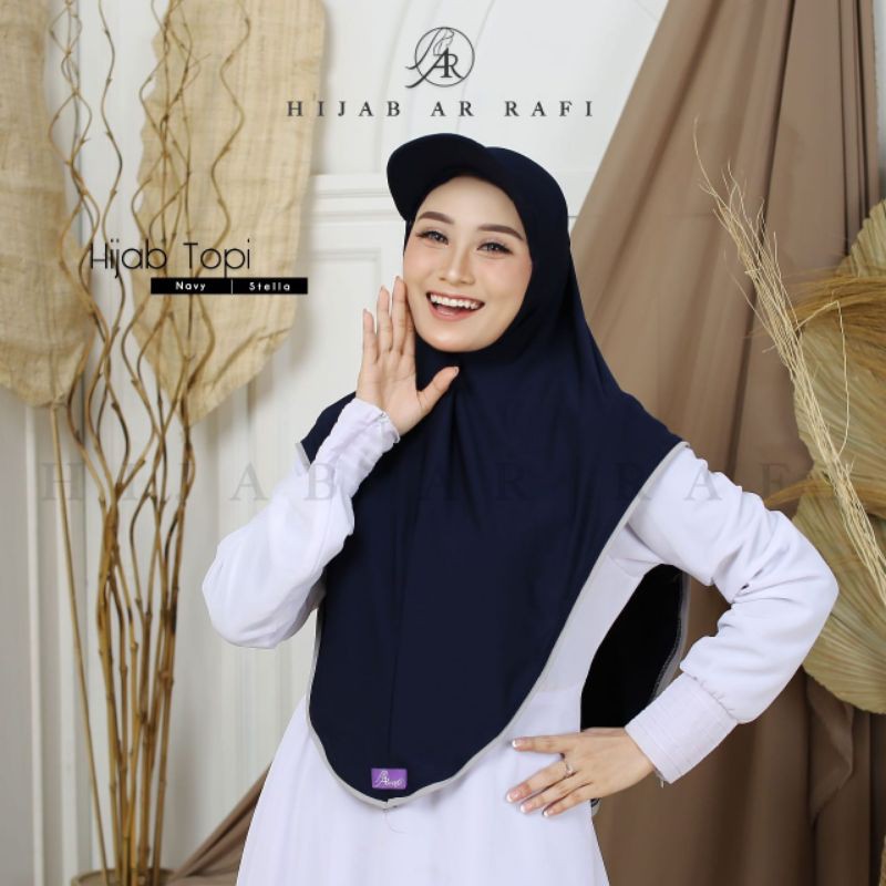 Arrafi Hijab Topi Kode Ar 467 / kerudung jilbab topi arrafi instan bestseller 2020-Navy