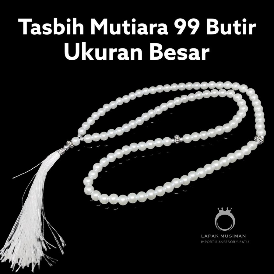 [Bayar di Tempat] Tasbih Muslim Bahan Mutiara Sintetis Resin 33 Butir Warna Putih