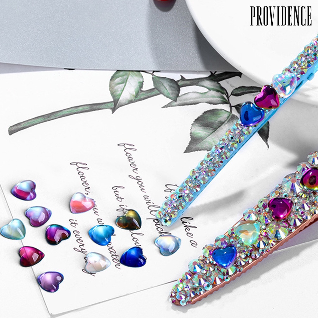 Providence 50Pcs / Set Hiasan Kuku Bentuk Hati Bahan Kaca Untuk Dekorasi Nail Art / Manicure DIY