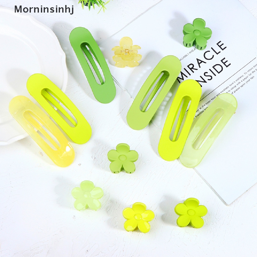 Mornin Jepit Rambut Besar Green Hair Barrette Side Flower Clip Duckbill Clip Makeup Clip id