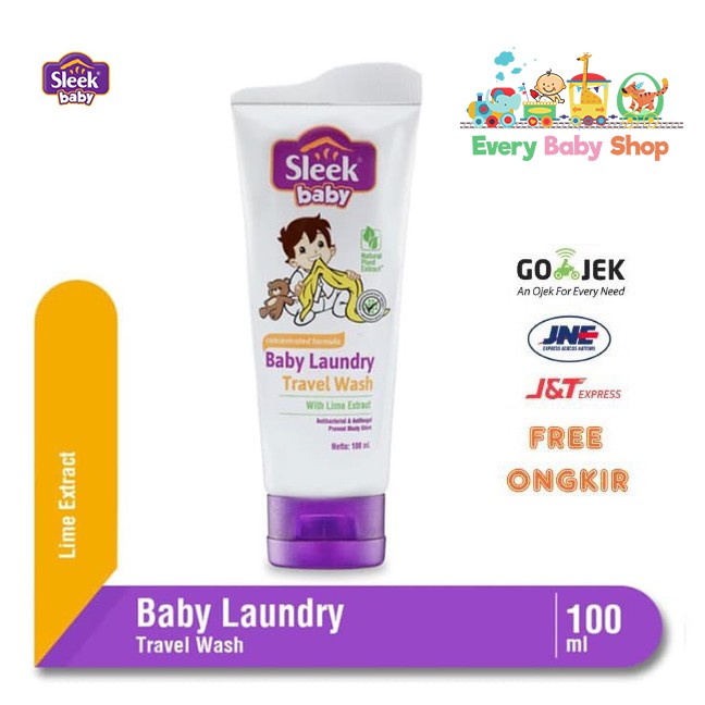 SLEEK Baby LAUNDRY TRAVEL WASH LIME Tube 100 ml - Detergent / Deterjen Sabun Cuci Baju Bayi 100ml