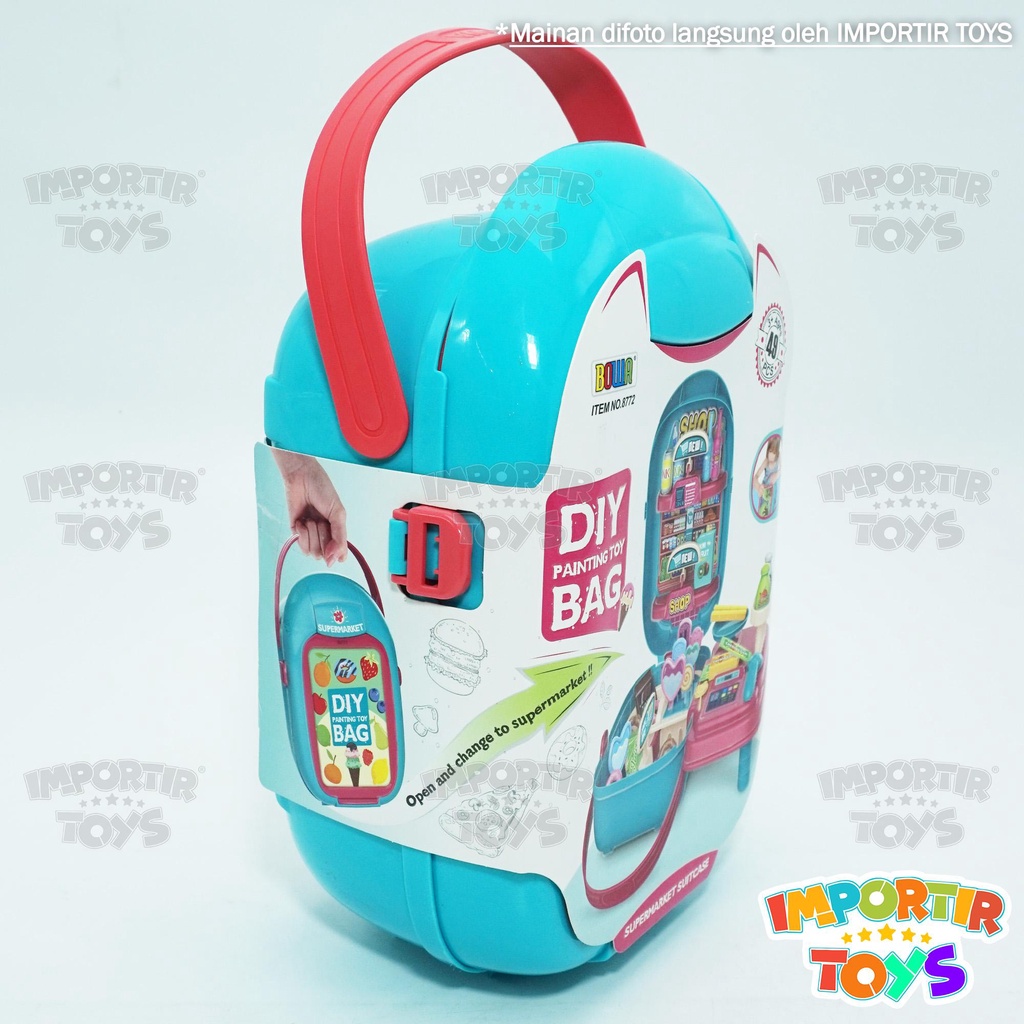 Mainan Anak Perempuan Supermarket Set Tas Kids Toys DIY Bag