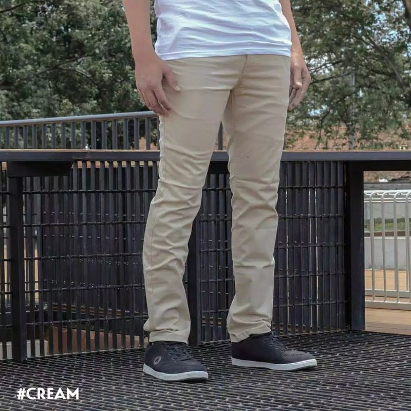 COD Celana panjang pria Chinos Slim fit Skyni terlaris