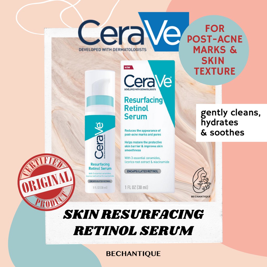 Original CERAVE Resurfacing Retinol Serum Retinol untuk Bekas Jerawat 30ml