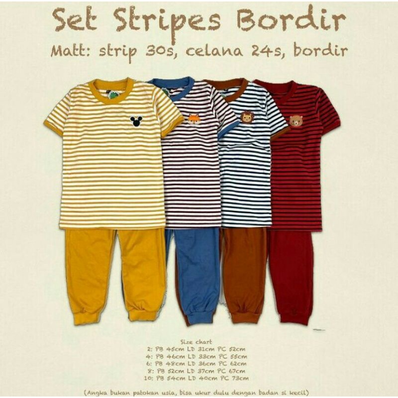 Baju Anak Setelan Pajamas Stripes Bordir Pineapple Kids Original Super Premium Termurah Terlaris