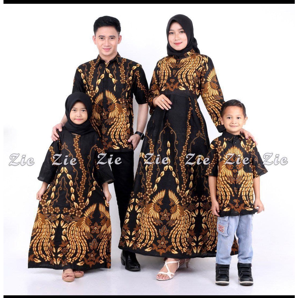 Batik Couple Keluarga Sania Ruffle Ori Ndoro Jowi Dnt Motif Rante Kuning