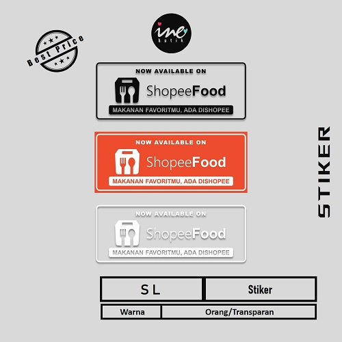 

STIKER SHOPEE FOOD UNTUK WARUNG MAKANAN | STIKER ONLINE FOOD WARTEG RESTORAN DAN KAKI LIMA | STIKER VYNIL