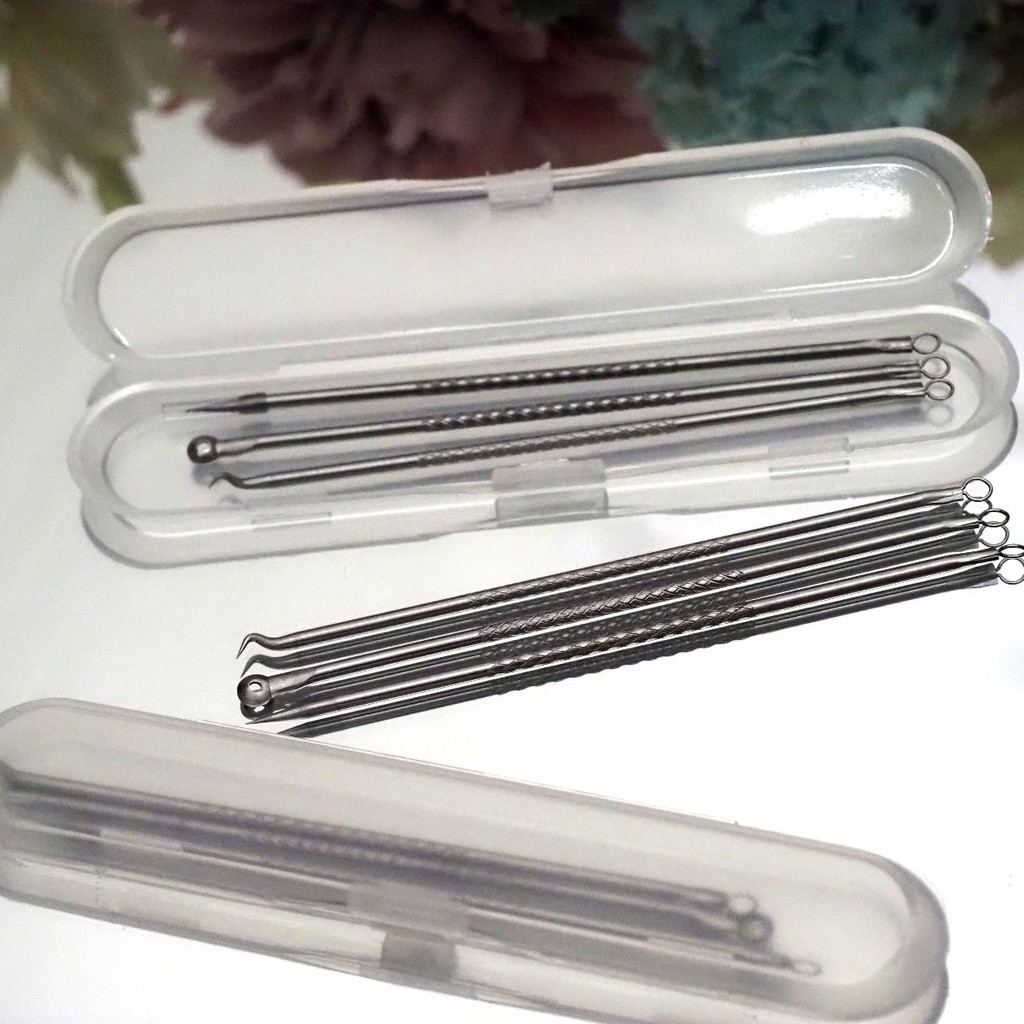 Alat Pencet Pencetan Komedo Jerawat SET ISI 3 BAHAN STAINLESS TEBAL Facial Pinset Pembersih