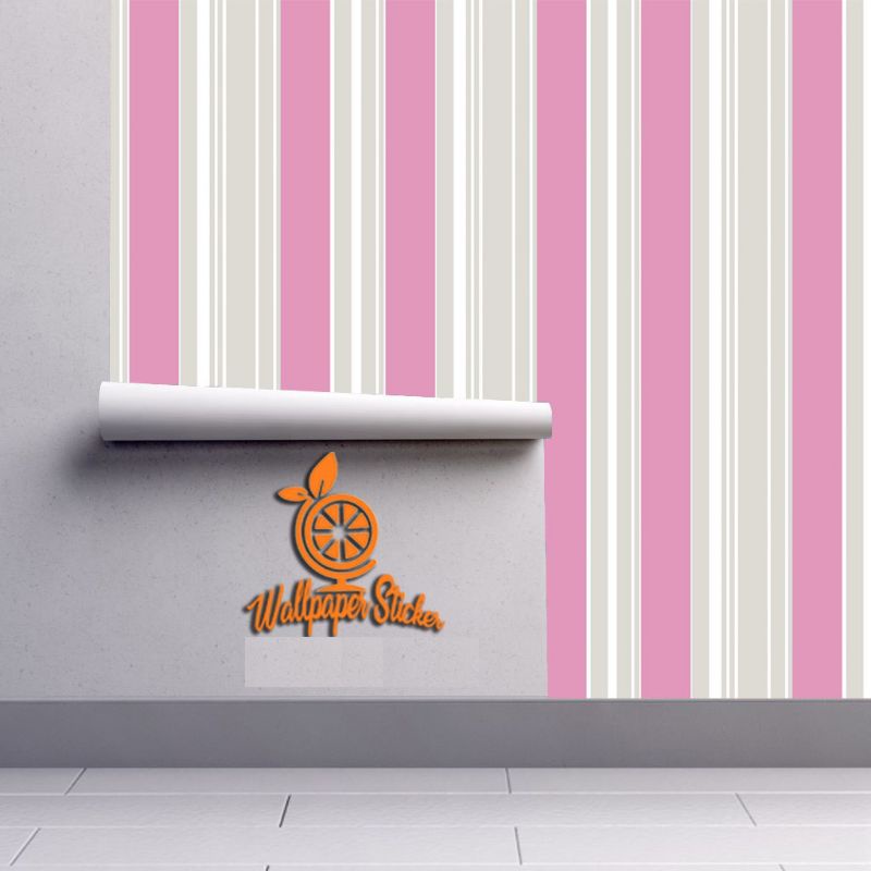 Wallpaper stiker dinding berkualitas pink salur 45 ×10