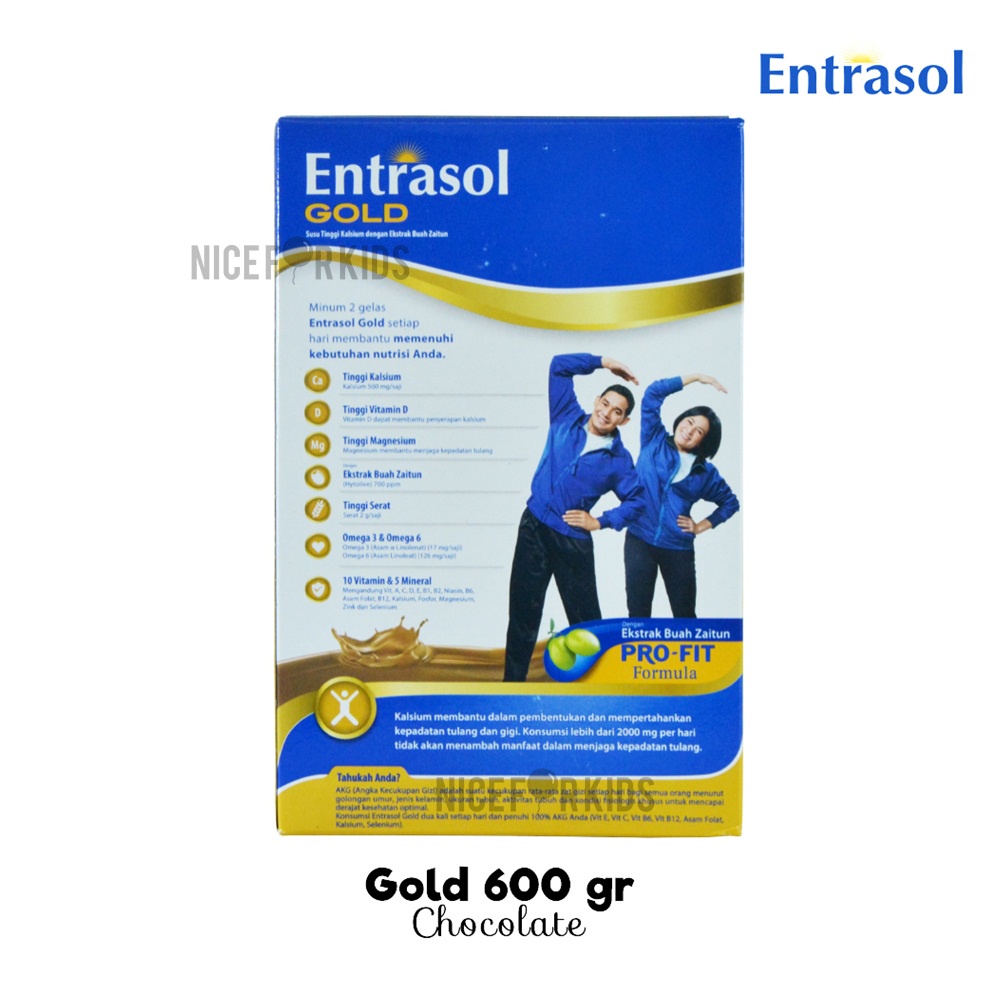 Entrasol Gold Ukuran 580gr Susu Bubuk Tinggi Serat dan Kalsium Membantu Memelihara Kepadatan Tulang