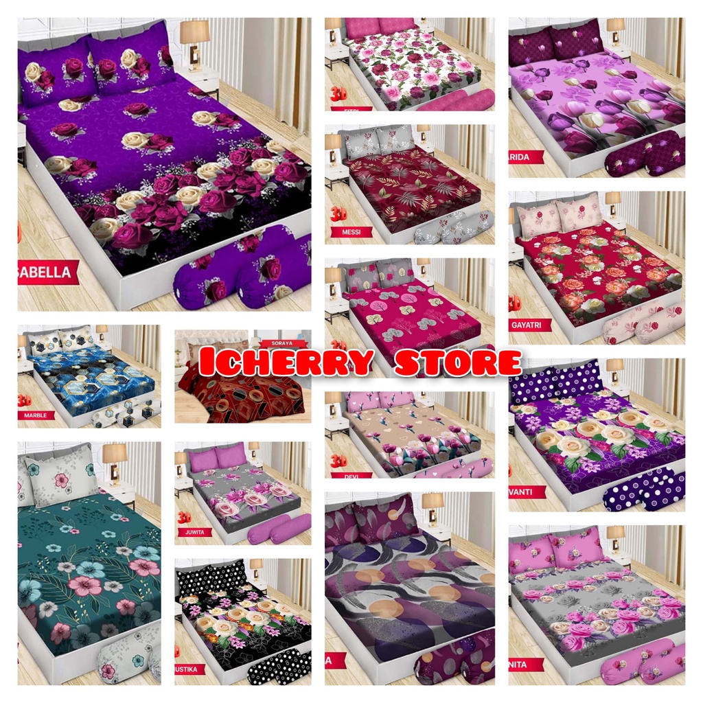 Set 3in1 Sprei Bonita Disperse 3D Single Queen King 120x200 160x200 180x200 Motif Avanti, Anita, Bel
