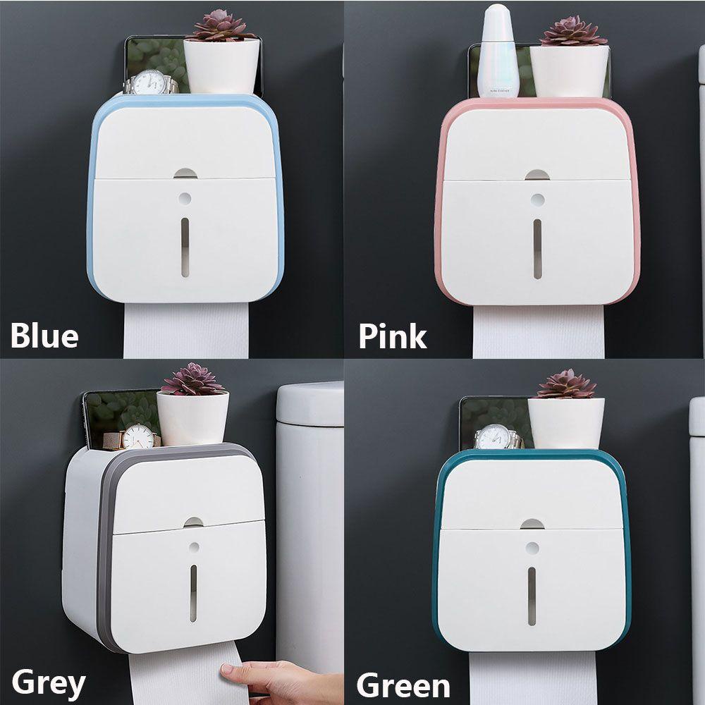 Solighter Toilet Paper Holder Peralatan Penyimpanan Dipasang Dinding Rumah Tangga Kreatif