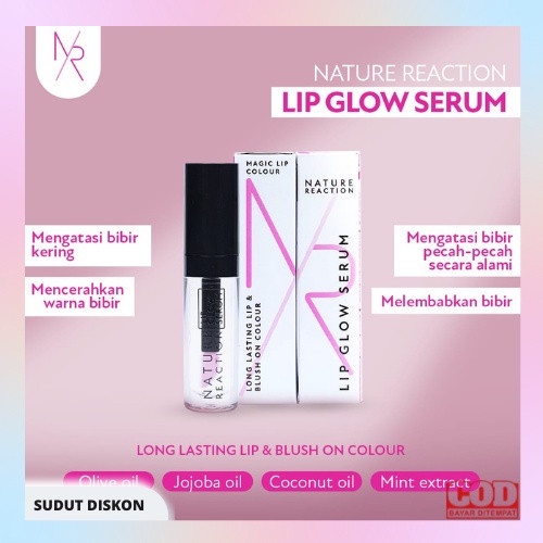 Nature Reaction Lip Glow Serum Original Serum Bibir Solusi Untuk Mencerahkan Bibir Hitam 2,6 ml Aman BPOM