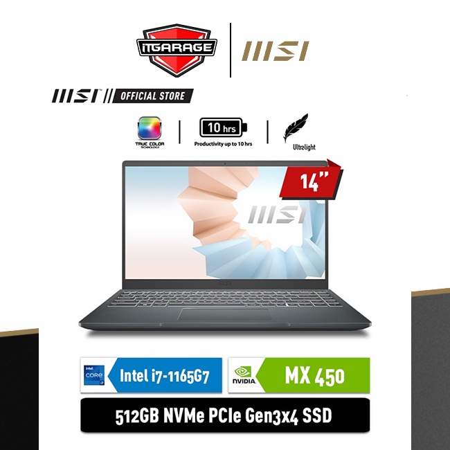 MSI Modern 14 B11SB-415ID|i7-1165G7/8G/512G/MX450-2G