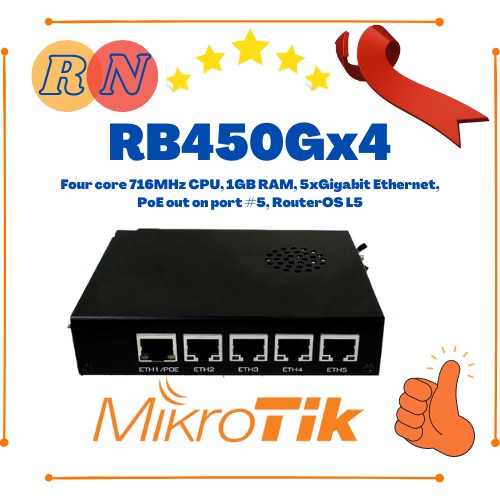 Mikrotik RB450Gx4 5 Port Gigabit Ethernet