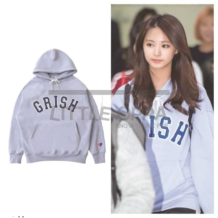 LOP705 JACKET HOODIE TWICE TZUYU GRISH PREMIUM FLEECE