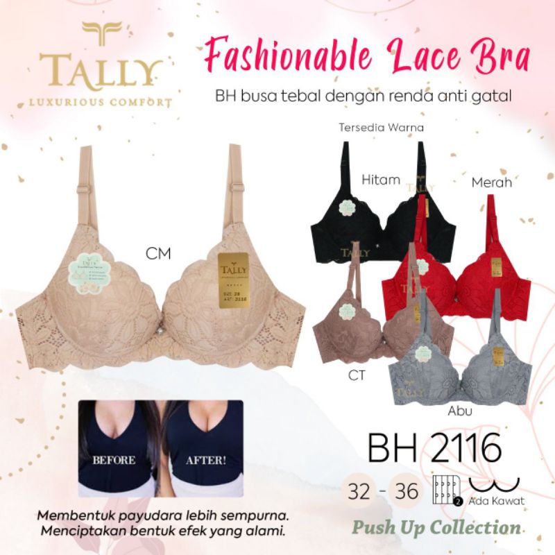 TALLY BRA BH PUSH UP 2116 | CUP B | ADA KAWAT | BUSA TEBAL | SIZE 34 - 38