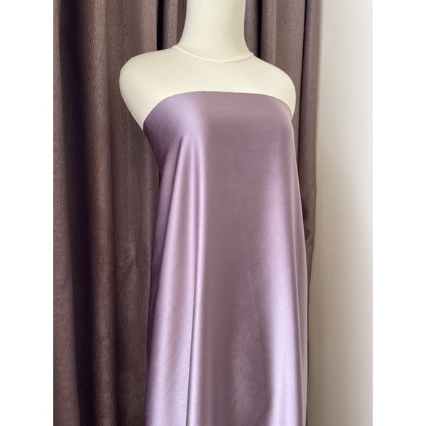 Kain Satin Saten Silk Lux Ori Bahan Maxmara Meteran Mewah Warna Ungu Taro